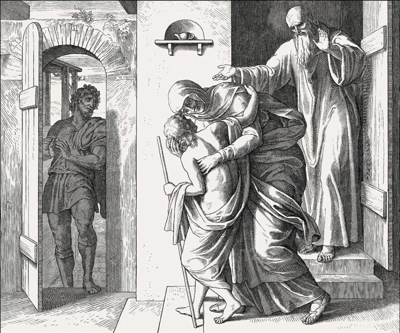 The raising of the son of the woman of Shunem, Old Testament, by Julius Schnorr von Carolsfeld