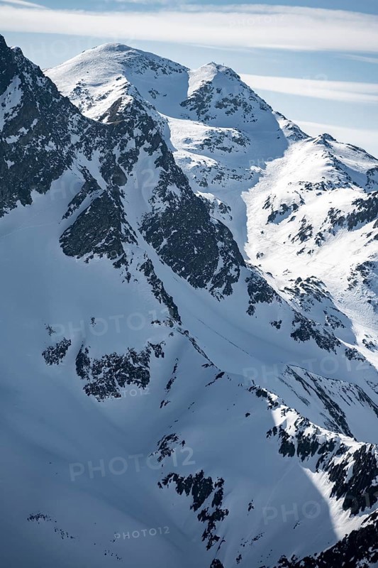 Peaks and mountains in winter, Sellraintal, Stubai Alps, Kühtai, Tyrol, Austria