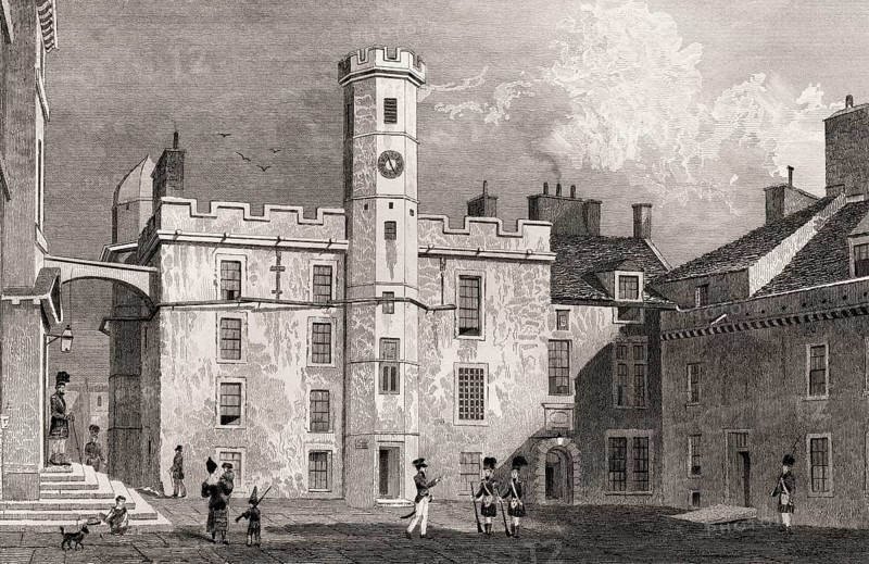 The interior quadrangle of the Castle, Edinburgh, Scotland, 19th century, from Modern Athens by Th. H. Shepherd