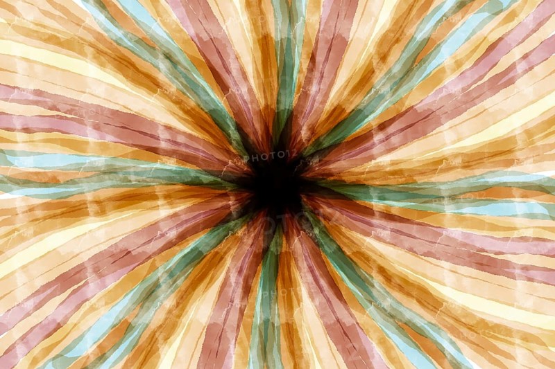 Radiant, abstract watercolor pattern with brown, blue, and beige streaks emanating from the center, creating a dynamic visual impact. Ideal for backgrounds or artistic designs