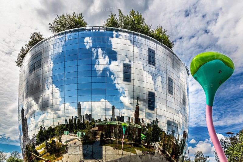 Boijmans Van Beuningen mirrored depot, The Bowl, world's first publicly accessible art depot, designed by MVRDV, Rotterdam, the Netherlands