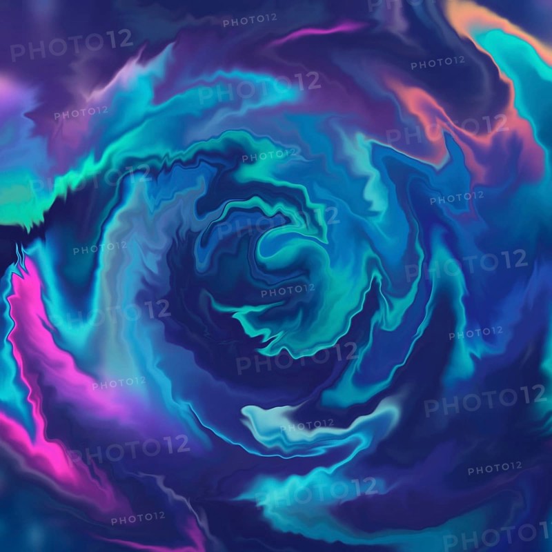 Abstract background featuring vibrant swirling patterns with neon touches. This colorful design blends rich blues, purples, and pinks, creating a dynamic visual experience