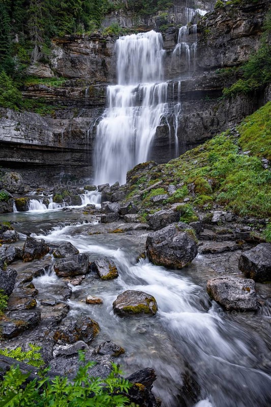 Cascata di Mezzo waterfall, long exposure, Vallesinella, Brenta, Trentino, Italy