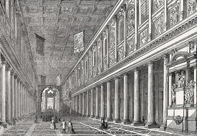 Interior view, Basilica di Santa Maria Maggiore, Rome, Italy, 19th Century