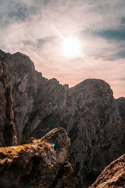 Top of the mountain of Aiako Harria or Peñas de Aya in the town of Oiartzun, Guipúzcoa. Basque country, vertical photo