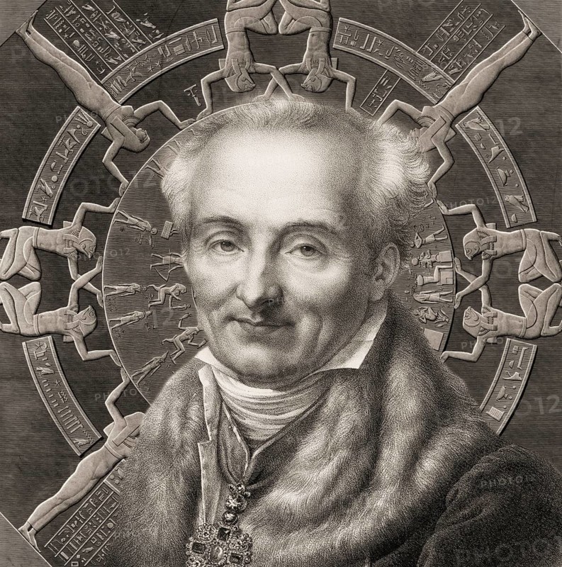 Dominique Vivant, Baron Denon, 1747 – 1825, French artist, writer, diplomat, author, and archaeologist, Dendera zodiac, Ancient Dendera Temple complex, Dendera, Egypt, digitally edited