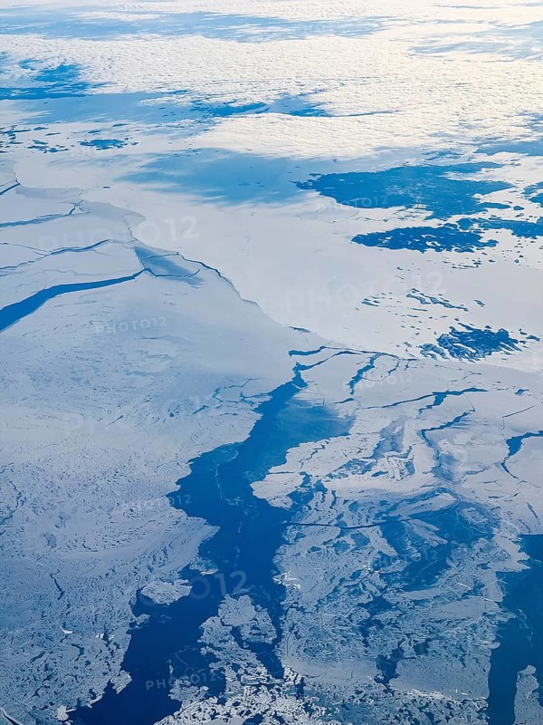 Structures in ice, frozen sea, Bothnia, aerial view, Gulf of Bothnia
