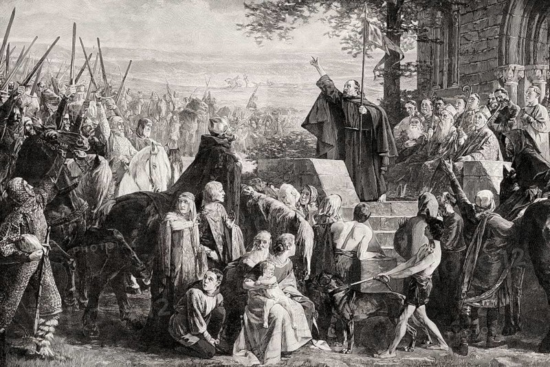 Pope preaching the Crusade, 11th Century
