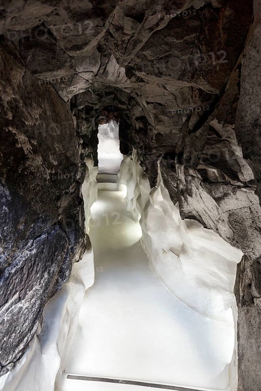 Cave dwelling, lava tunnel, former home of the artist, interior view, Fundacion Cesar Manrique, Tahiche, Teguise, Lanzarote, Spain
