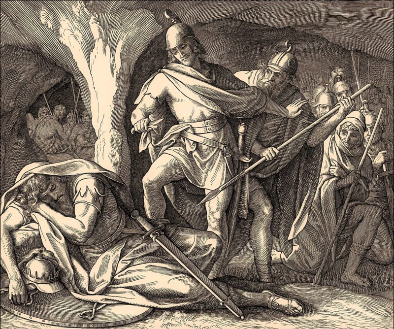 David Spares Saul's Life, Old Testament, by Julius Schnorr von Carolsfeld