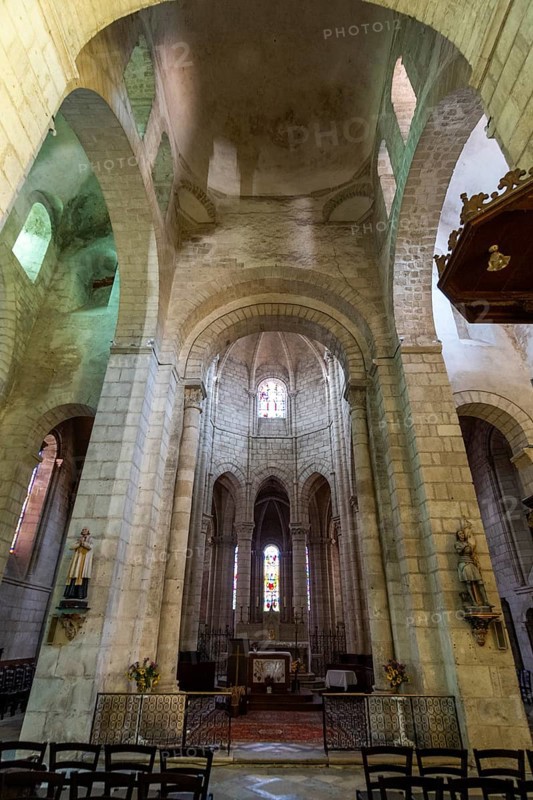 Ebreuil village, Saint-Leger benedictine abbey, abbey church from the 10th century, Allier department, Auvergne-Rhone-Alpes, France