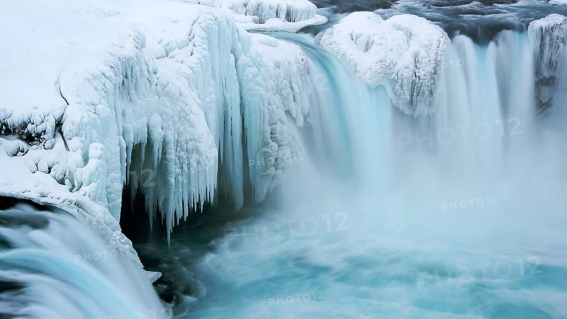 Europe, Scandinavia, Iceland, frozen Godafoss, waterfall