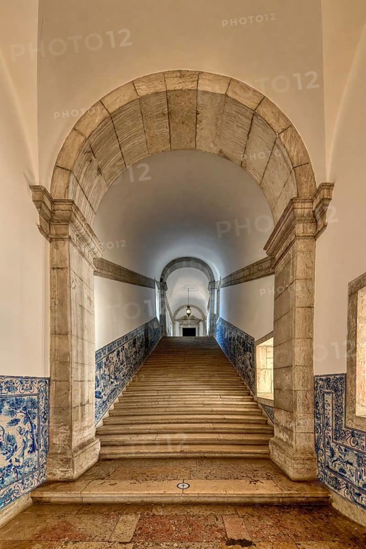 Church and Monastery of Sao Vicente de Fora, Cloister gallery with azulejo painted tiles, Lisbon, Portugal