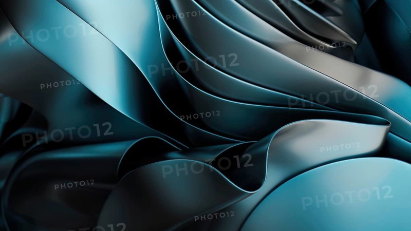 A fluid abstract design featuring smooth, metallic blue ripples, creating an elegant and modern aesthetic in 3D. Ideal for backgrounds, digital art, and contemporary designs