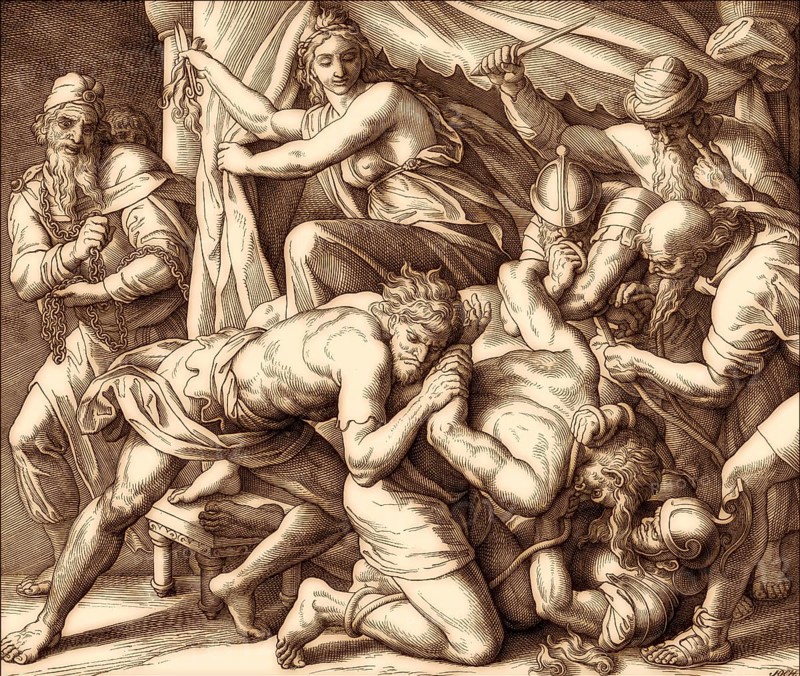 Samson and Delilah, Old Testament, by Julius Schnorr von Carolsfeld