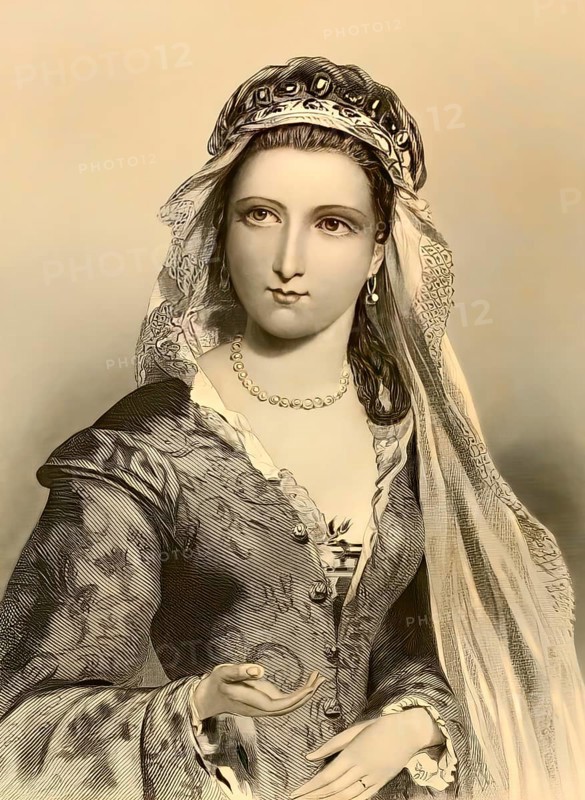 Angiolina, from Marino Faliero, Doge of Venice, female figure from the tragedy by George Gordon Noel Byron, digital edited