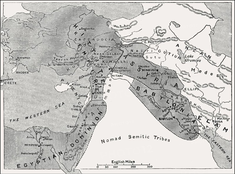 Map of the Babylonian Empire, 1500 BC until 1000 BC