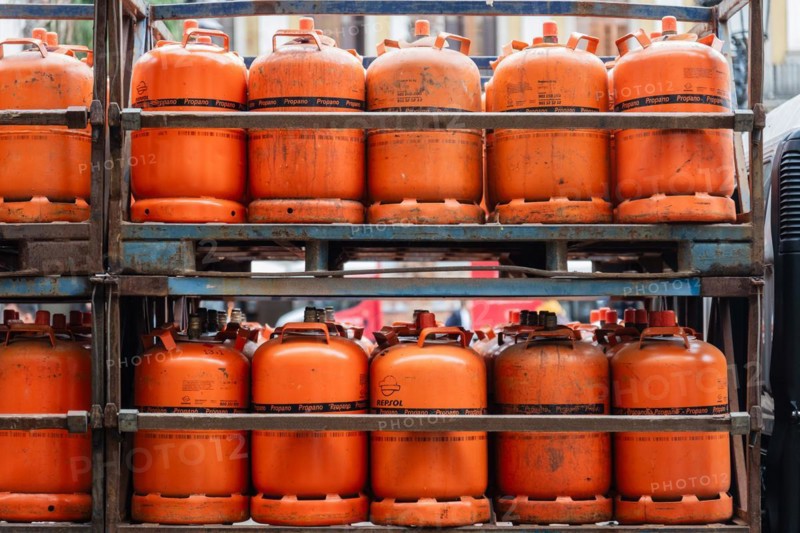 Propane cylinders on a lorry in Barcelona