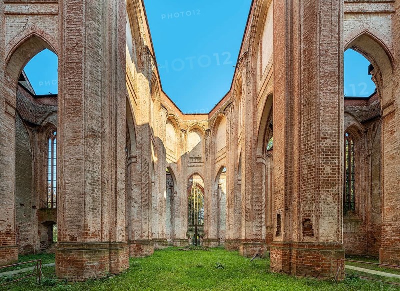 Ruin of Gothic monastery church, North German brick Gothic, brick architecture, Dargun, Mecklenburg-Western Pomerania, Germany