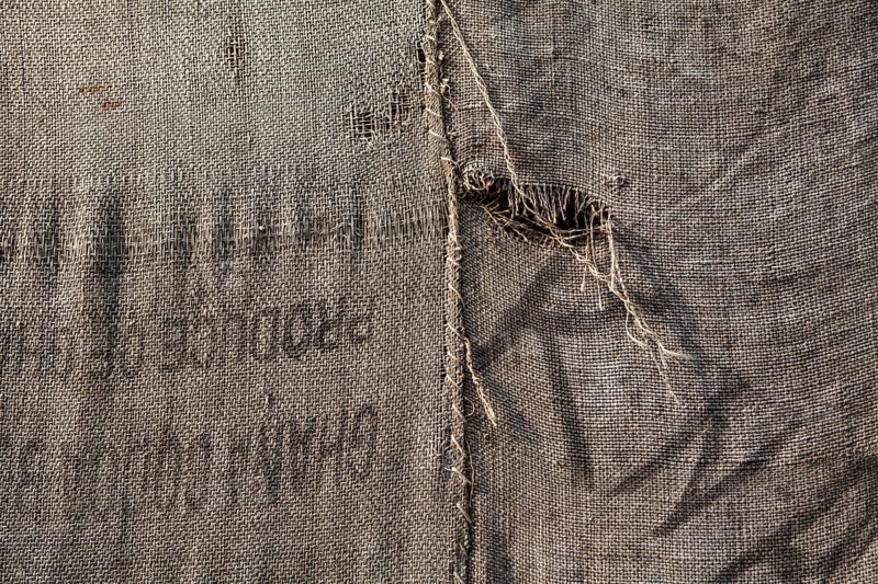 Torwache wrapped with old jute sacks, Check Point Sekondi Loco, by artist Ibrahim Mahama, documenta 14 exhibition, 2017, Kassel, Brüder-Grimm-Platz, Wilhelmshöher Allee, Germany