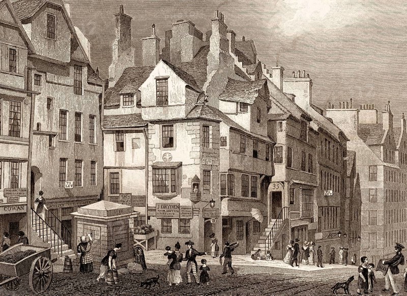 John Knox's House, High Street, Edinburgh, Scotland, 19th century, from Modern Athens by Th. H. Shepherd