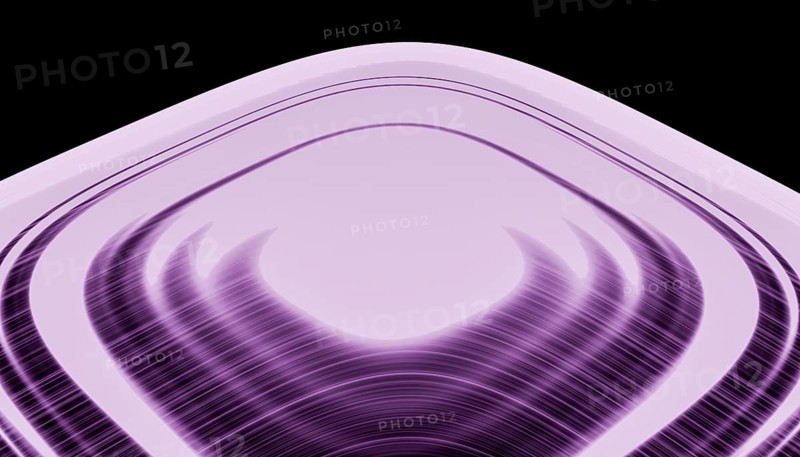 A digital 3D render depicting a swirling purple hologram with dynamic waves, creating an illusion of depth and movement on a dark background