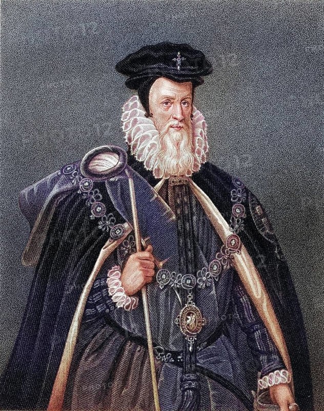 William Cecil 1st Baron of Burghley, 1520-1598, English statesman. From the book Lodges British Portraits, published 1823, Historical, digitally restored reproduction from a 19th century original, Record date not stated