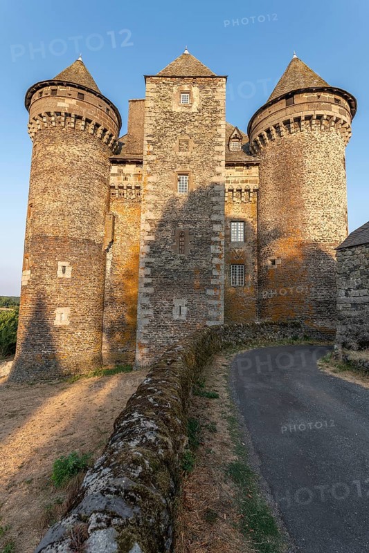 Bousquet castle from the 14th century, classified as a historical monument. Montpeyroux, Aveyron, France
