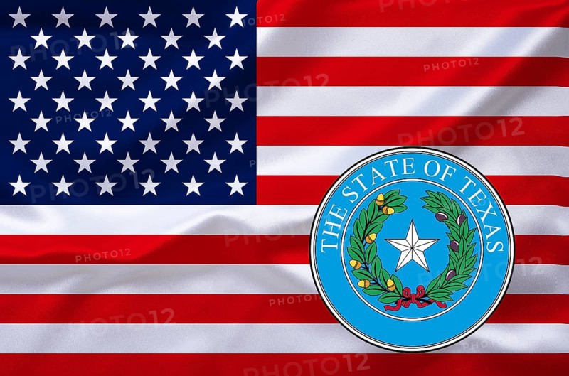 The flag of the USA with the coat of arms of Texas, Studio