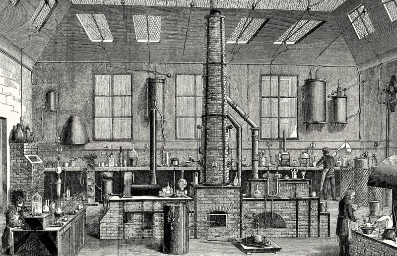 Chemical laboratory, Department of chemistry, École normale supérieure, Paris, France, 19th century