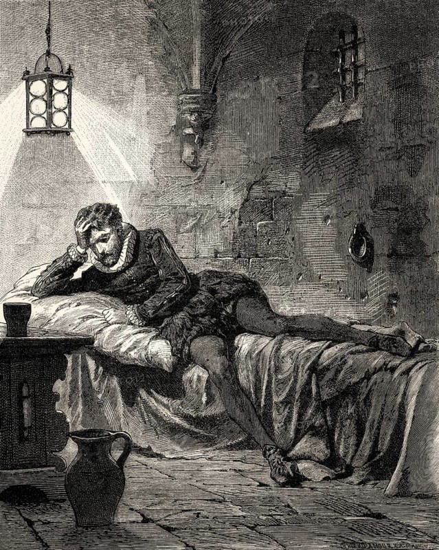 ACT V., SCENE II., Egmont in prison, scene from EGMONT by Johann Wolfgang von Goethe