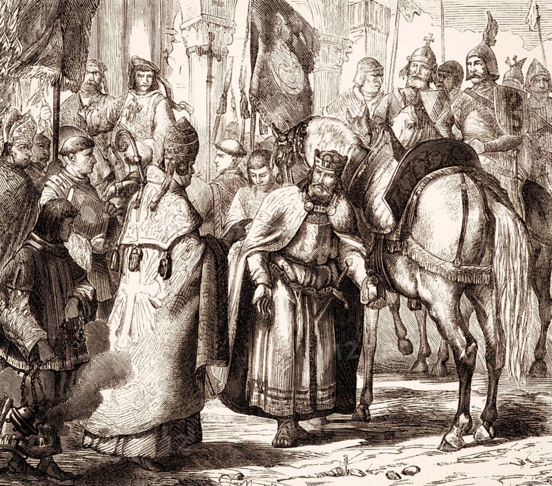 Pope Saint Nicholas I together with Louis II the Younger, King of Italy and Holy Roman Emperor