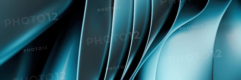 A stunning abstract design featuring smooth, flowing metallic blue waves in 3D. The fluid lines create a sense of motion and elegance, combining shades of blue for a calming effect