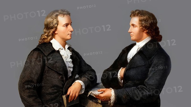 Johann Wolfgang von Goethe, 1749 - 1832, and Johann Christoph Friedrich von Schiller, 1759-1805, German poets, Johann Wolfgang von Goethe, 1749 - 1832, und Johann Christoph Friedrich von Schiller, 1759-1805, deutsche Dichter