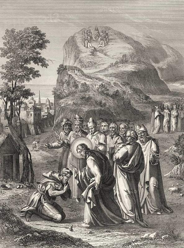 Jesus cleansing a leper, Miracle of Jesus, 1853, digitally restored