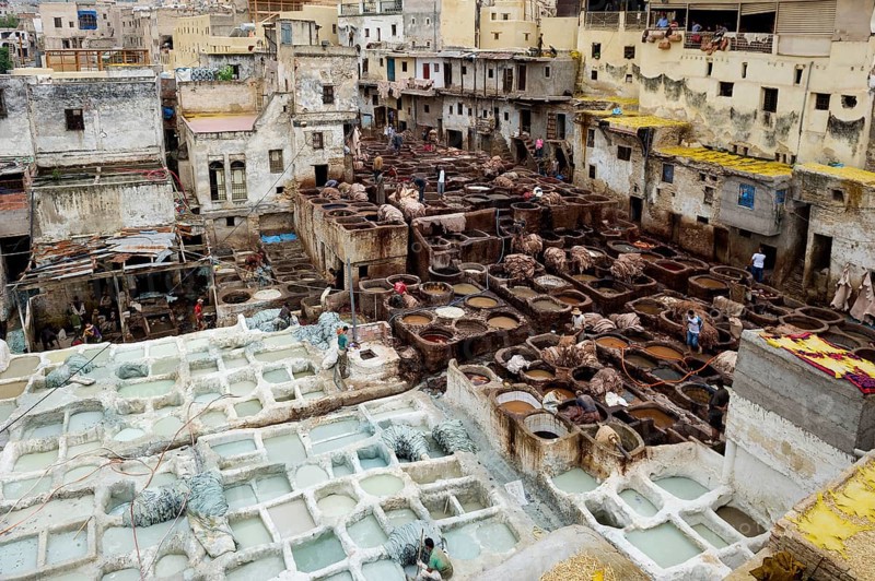 Chouwara tanning and dyeing district, Fez El Bali, Medina, UNESCO World Heritage Site, Fez, Morocco