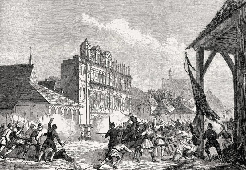 Polish insurgents taking over the town of Kazimierz, historical district of Kraków and Kraków Old Town, Poland, 1863