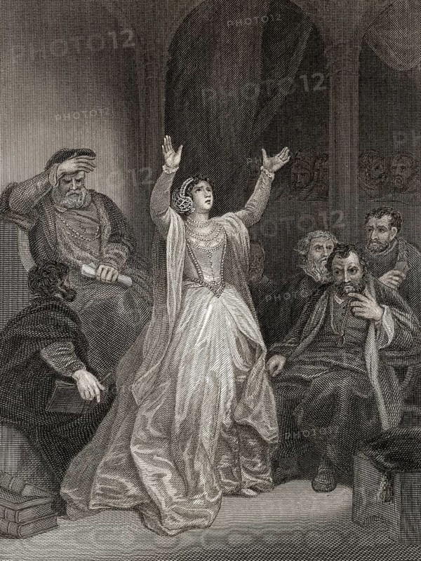 Verurteilung von Anne Boleyn, 1501-1536, Königin von England von 1533 bis 1536 als zweite Frau von König Heinrich VIII.