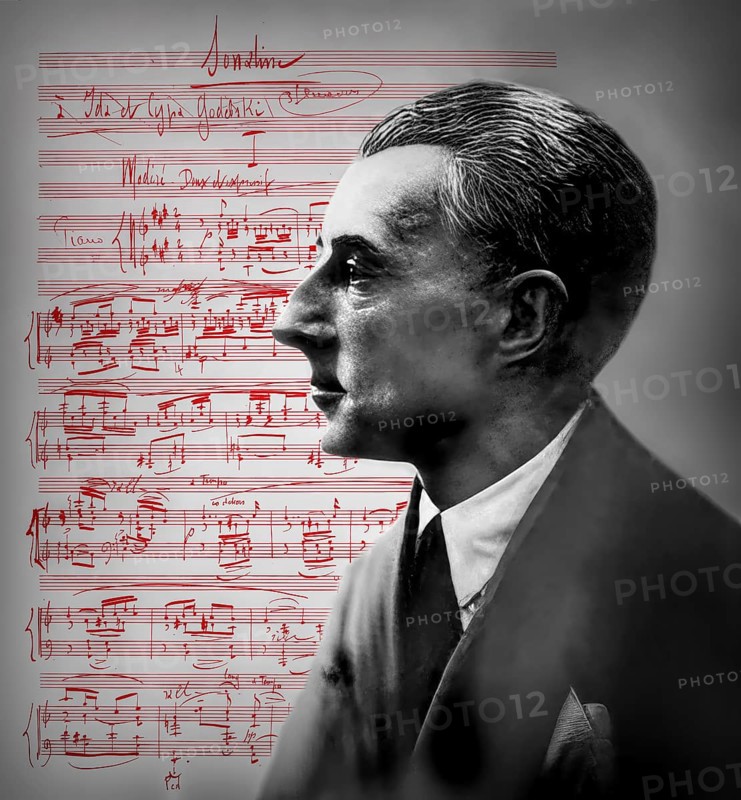 Joseph Maurice Ravel, 1875 – 1937, French composer, pianist and conductor, leading musician in Impressionism, 1925, sheet music from Sonatine, premier mouvement, 1905, digitally edited