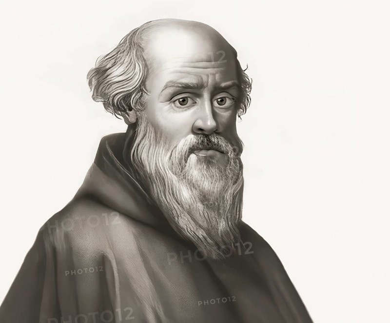 Portrait of Guido of Arezzo, 992 – after 1033, Italian Benedictine monk, music theorist and pedagogue of High medieval music, digitally optimized