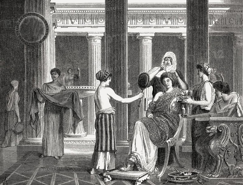 Morning scene in an ancient Roman women's boudoir