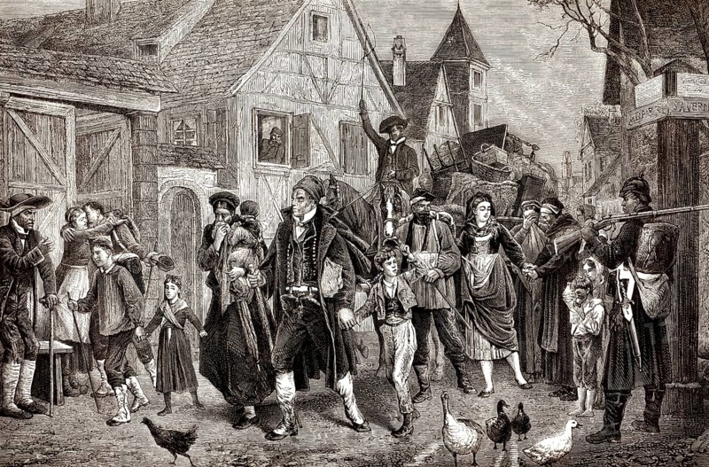 Eine Familie aus dem Elsass wandert nach Frankreich aus, 1872