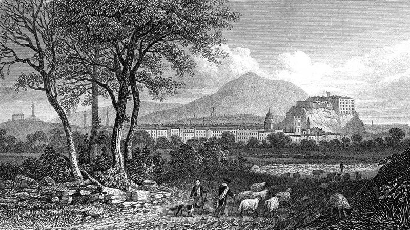 View from Craigleith, Edinburgh, Scotland, 19th century, from Modern Athens by Th. H. Shepherd
