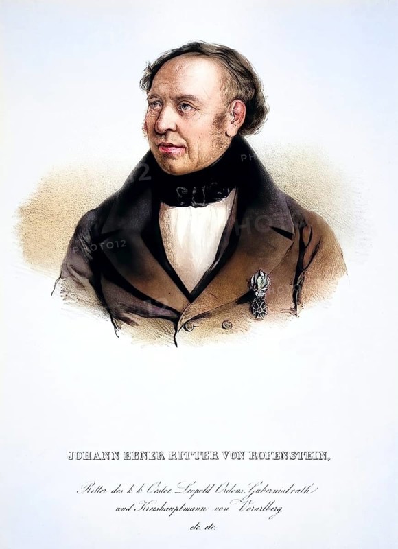 Johann Nepomuk Ebner, Knight of Rofenstein since 1839, 8 May 1790, 8 July 1876, was an Austrian civil servant and district governor of Vorarlberg, Historical, digitally restored reproduction from a 19th century original, Record date not stated