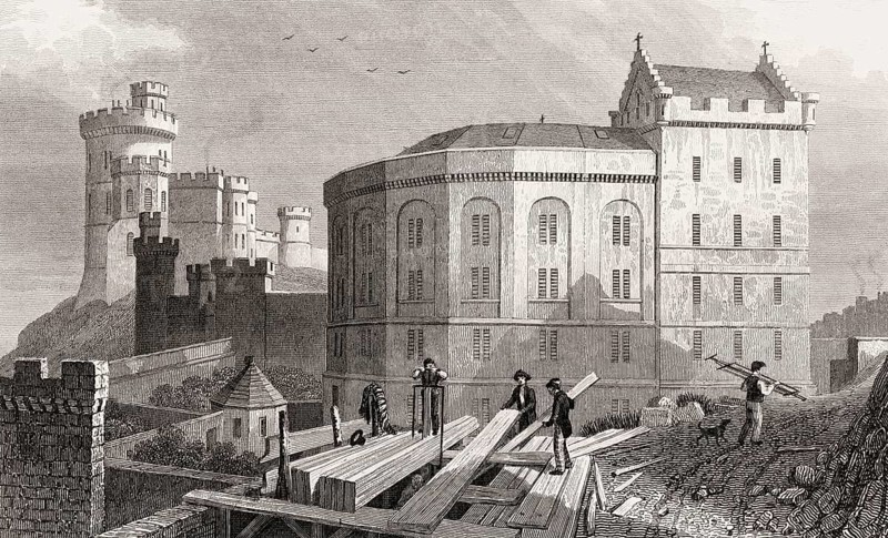 East End of the Bridewell and Jail Governor's House, Edinburgh, Scotland, 19th century, from Modern Athens by Th. H. Shepherd