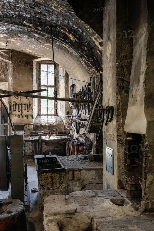 Historic forge, forge and chimney, museum, Salem Castle, former imperial abbey, former monastery of Order of Cistercians, Salem, Lake Constance, Lake Constance district, Baden-Württemberg, Germany