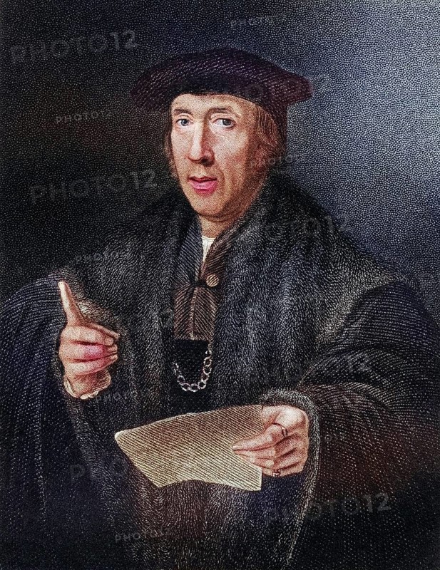 Sir John More, c. 1541-1530, father of Sir Thomas More. From the book Lodges British Portraits, published in 1823, Historical, digitally restored reproduction from a 19th century original, Record date not stated