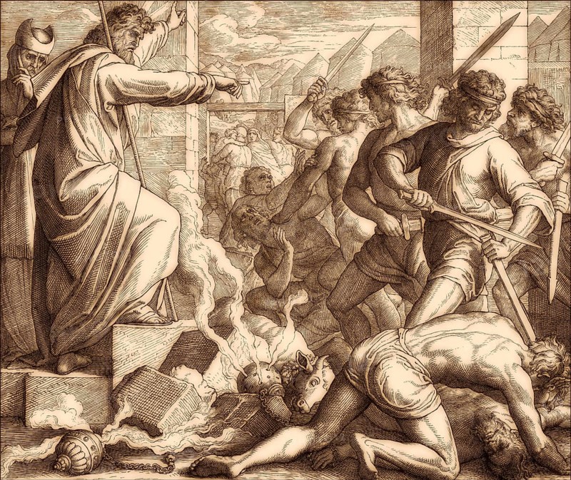 Exclusion of the Levites and mass execution, Old Testament, by Julius Schnorr von Carolsfeld, 1860