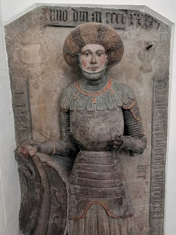 Tombstone of the knight Albrecht von Bach, Morizkirche, Evangelical Lutheran Town Church of St. Moriz, Coburg, Upper Franconia, Bavaria, Germany