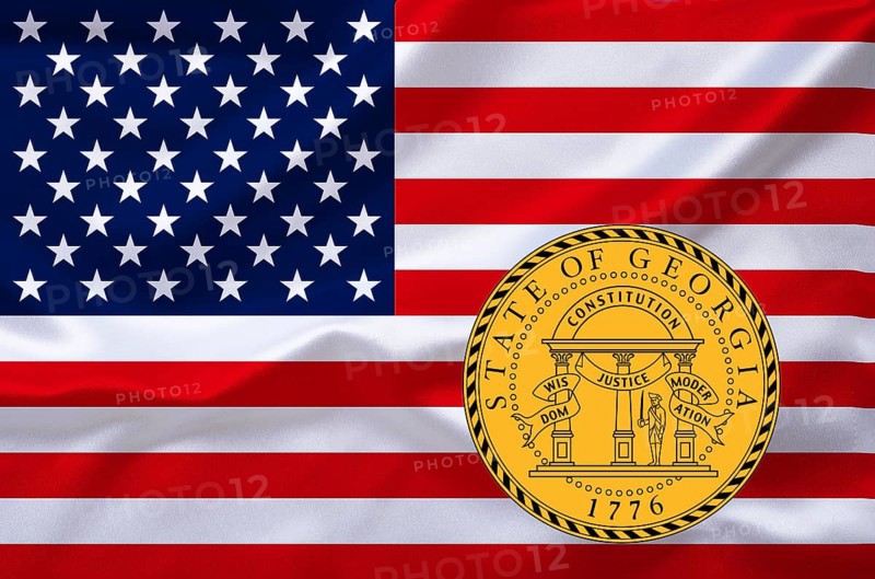 The flag of the USA with the coat of arms of Georgia, Studio